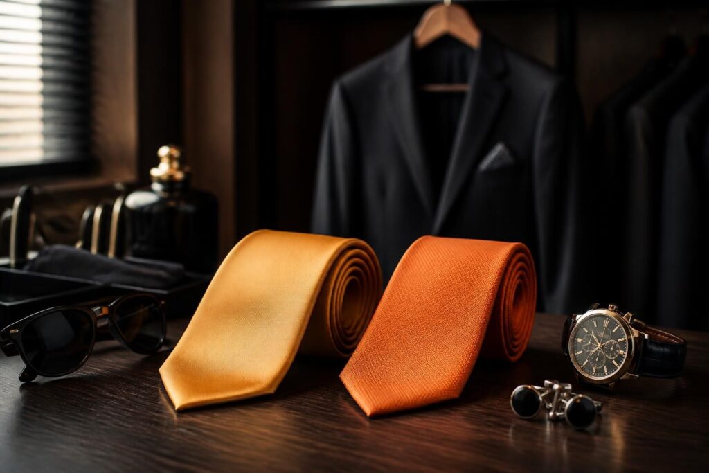découvrez comment choisir une cravate originale et stylée entre une cravate or et une cravate orange pour sublimer votre tenue avec élégance.