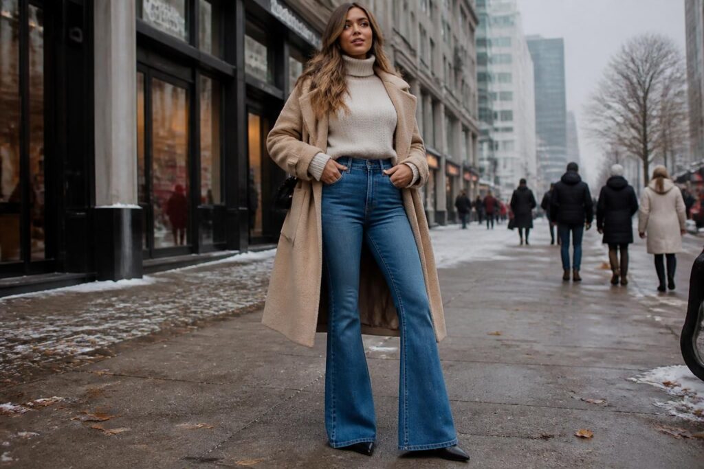 découvrez comment porter le jean flare en hiver avec des astuces stylées pour valoriser les tailles hautes et rester tendance toute la saison.