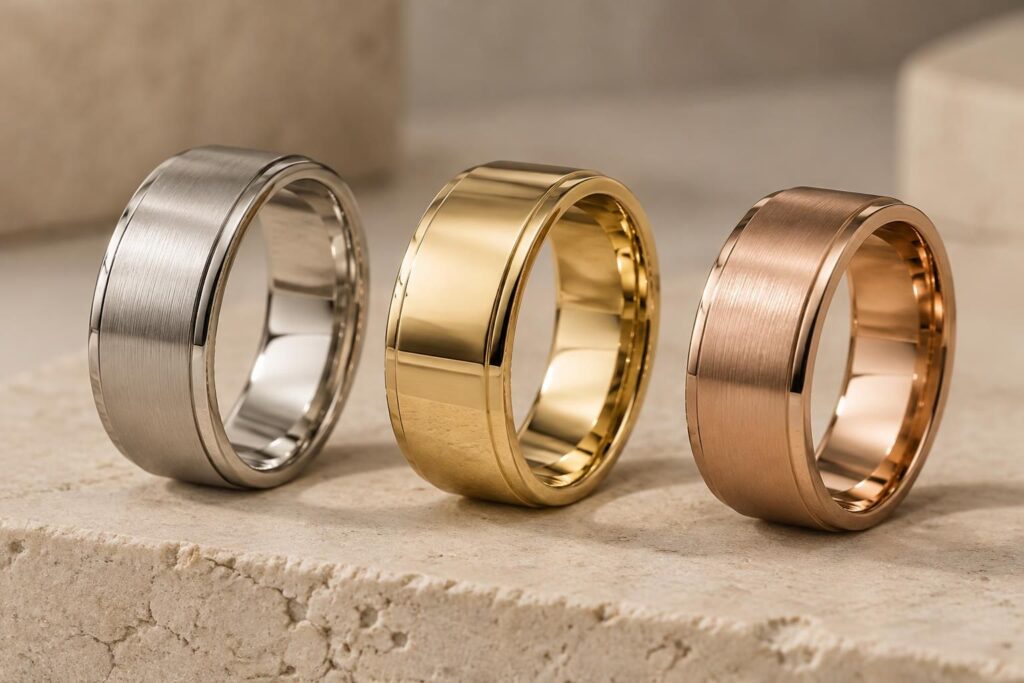 découvrez comment choisir une bague de fiançailles pour homme en or blanc, jaune ou rose selon le style, la carnation et les préférences de votre partenaire.