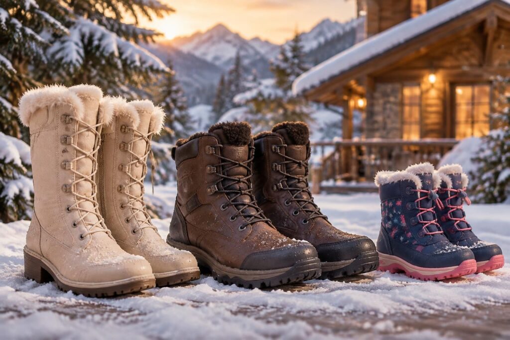 affrontez l’hiver au chaud et au sec avec nos bottes fourrées imperméables pour femme, homme et enfant : confort, protection et styles variés.