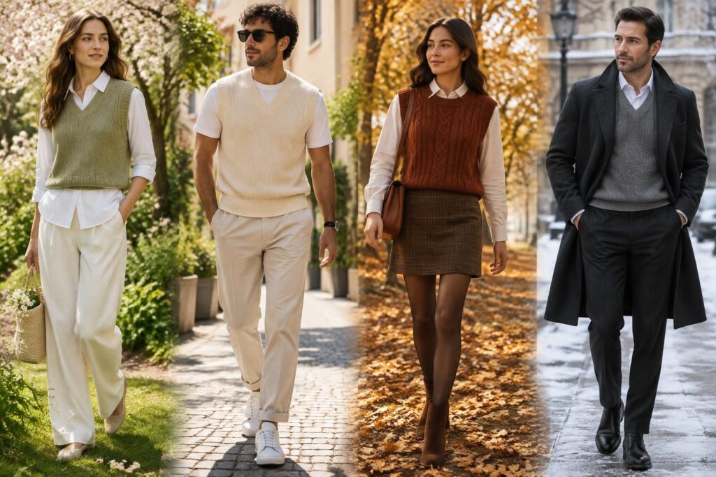 découvrez comment porter un pull sans manches pour femme ou homme en toute saison : idées de looks, associations et conseils pour le choisir.