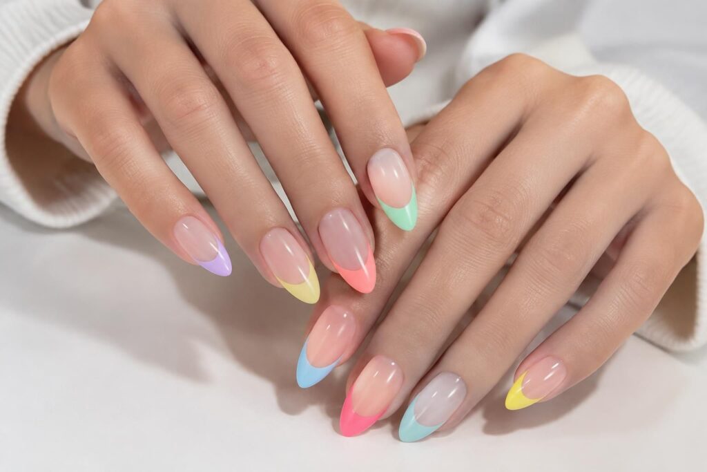 découvrez la french manucure en couleurs pastel et vives : des idées tendance pour sublimer vos ongles avec élégance et originalité.