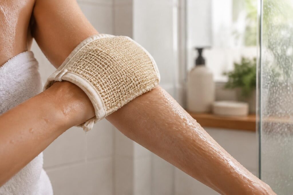 découvrez comment utiliser un gant en crin exfoliant sous la douche pour éliminer les cellules mortes et retrouver une peau douce, tout en respectant votre peau.