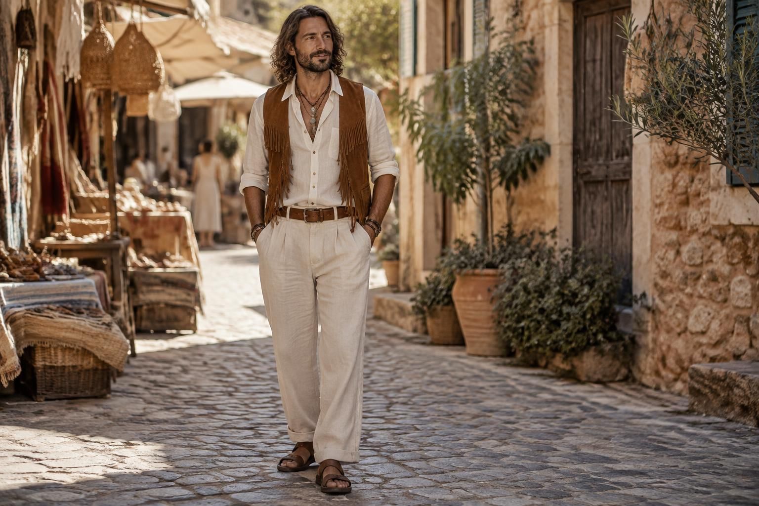 adoptez le style hippie pour homme : vêtements fluides, matières naturelles et accessoires bohèmes pour un look boho chic, décontracté et authentique.